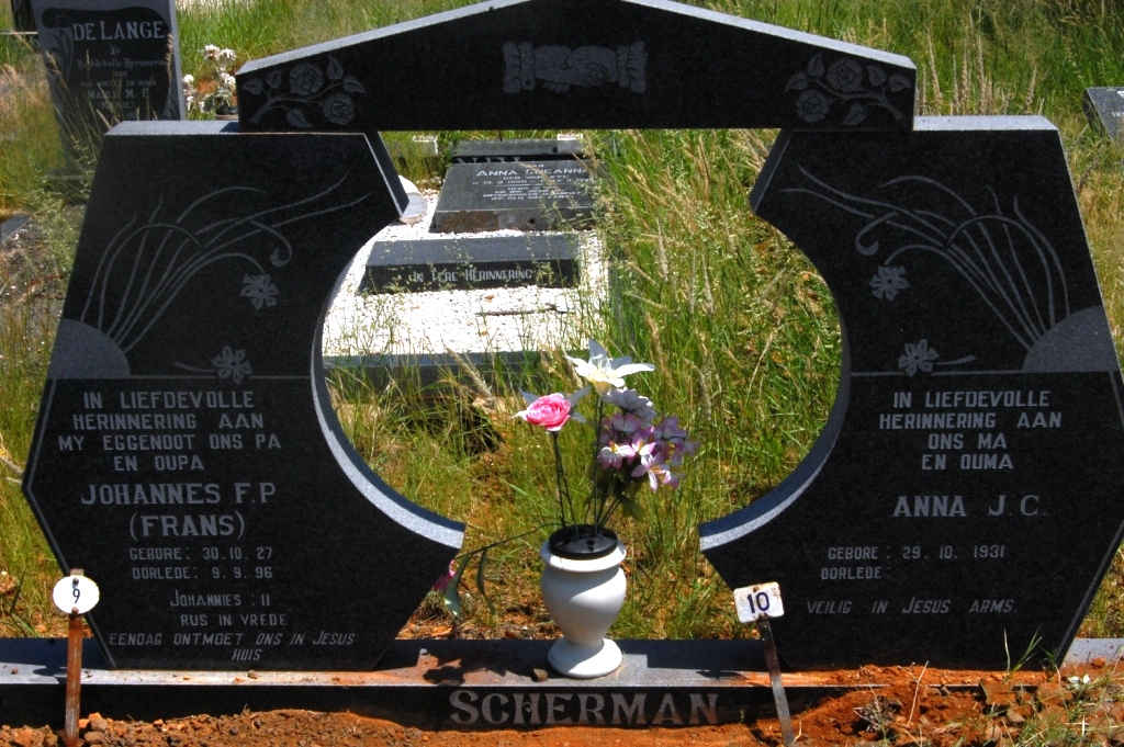 SCHERMAN Johannes F.P. 1927-1966 &amp; Anna J.C. 1931-