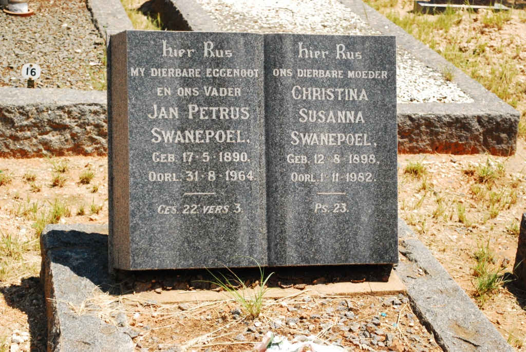 SWANEPOEL Jan Petrus 1890-1964 &amp; Christina Susanna SWANEPOEL 1898-1982
