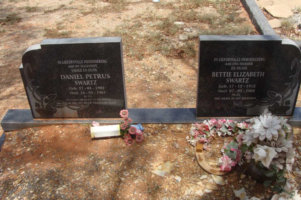 SWARTZ Daniel Petrus 1902-1981 &amp; Bettie Elizabeth 1912-2003