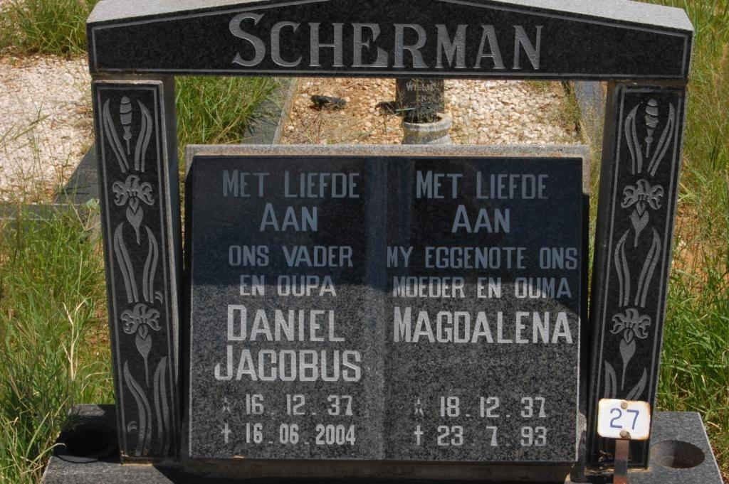SCHERMAN Daniel Jacobus 1937-2004 &amp; Magdalena 1937-1993