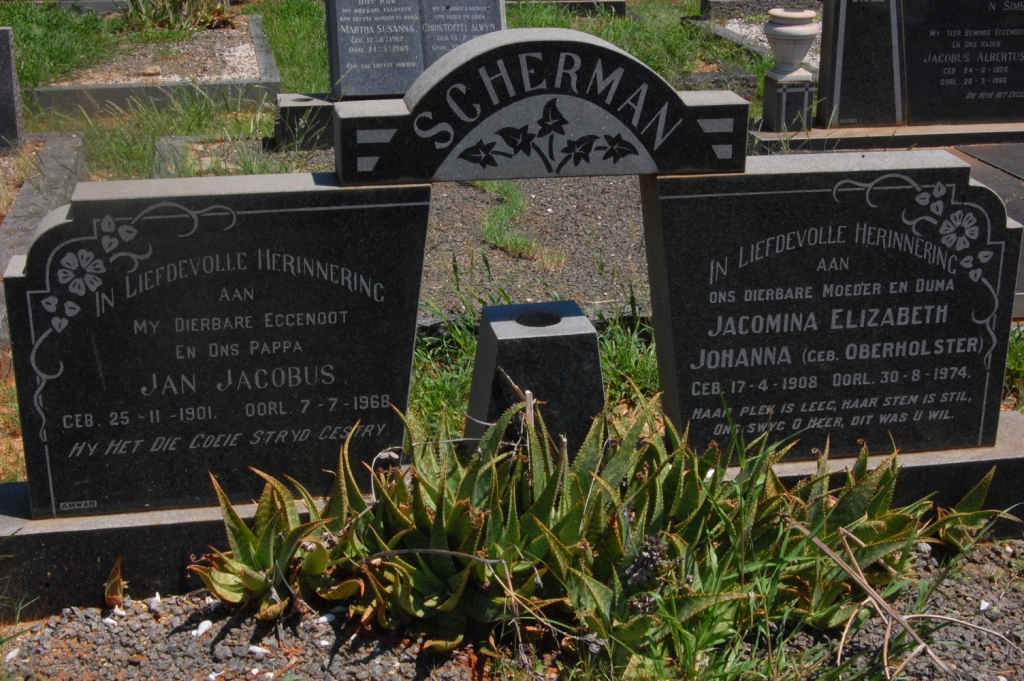 SCHERMAN Jan Jacobus 1901-1968 &amp; Jacomina Elizabeth Johanna OBERHOLSTER 1908-1974