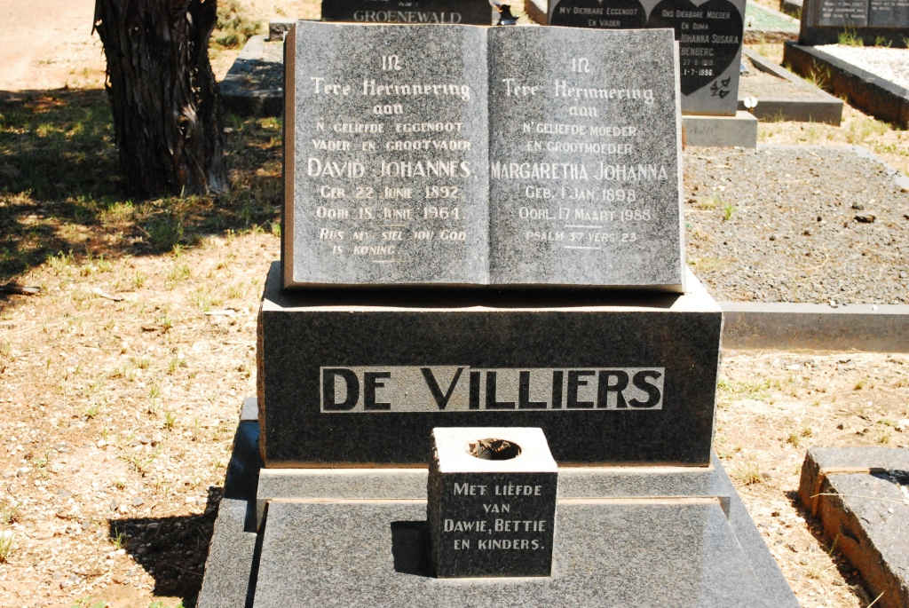 VILLIERS David Johannes, de 1892-1964 &amp; Margaretha Johanna 1898-1988