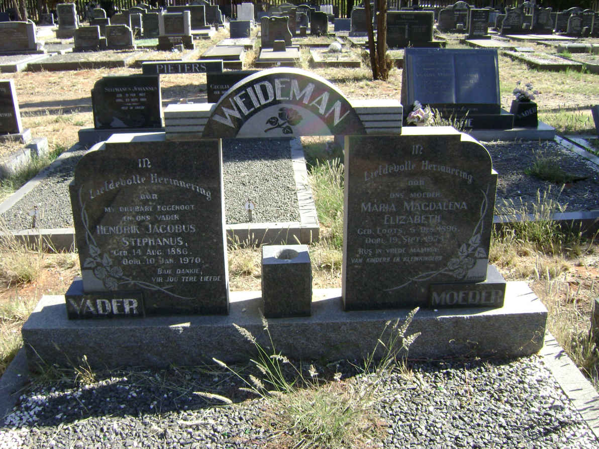 WEIDEMAN Hendrik Jacobus Stephanus 1886-1970 &amp; Maria Magdalena Elizabeth LOOTS 1896-1974