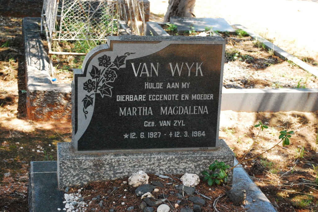 WYK Martha Magdalena, van nee VAN ZYL 1927-1964