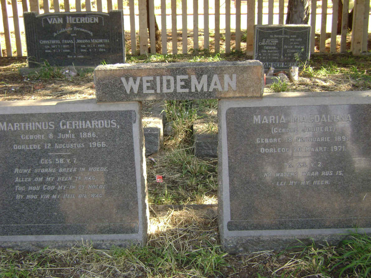 WEIDEMAN Marthinus Gerhardus 1886-1966 &amp; Maria Magdalena JOUBERT 1891-1971
