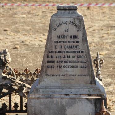 DAMANT Mary Ann nee DE KOCK 1867-1887