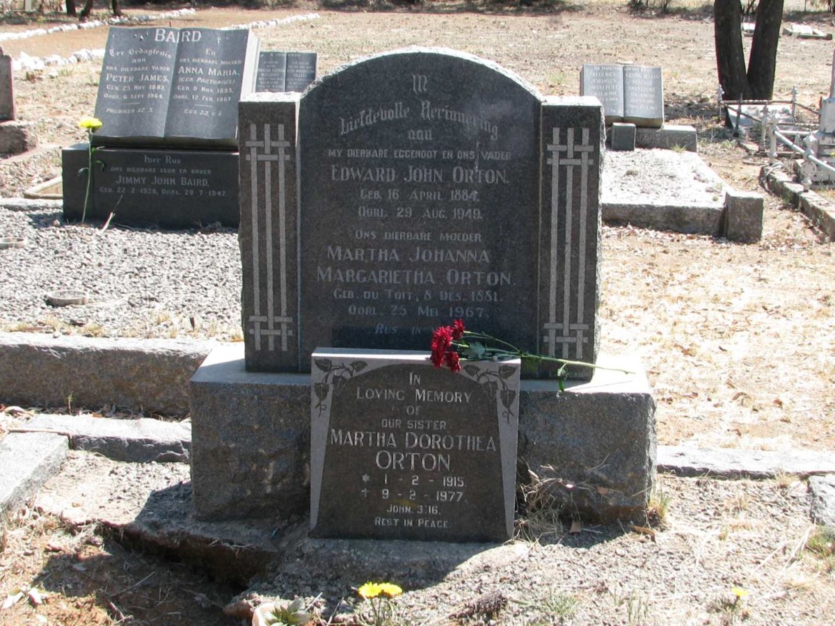 ORTON Edward John 1884-1949 &amp; Martha Johanna Margarietha DU TOIT 1881-1967 :: ORTON Martha Dorothea 1915-1977