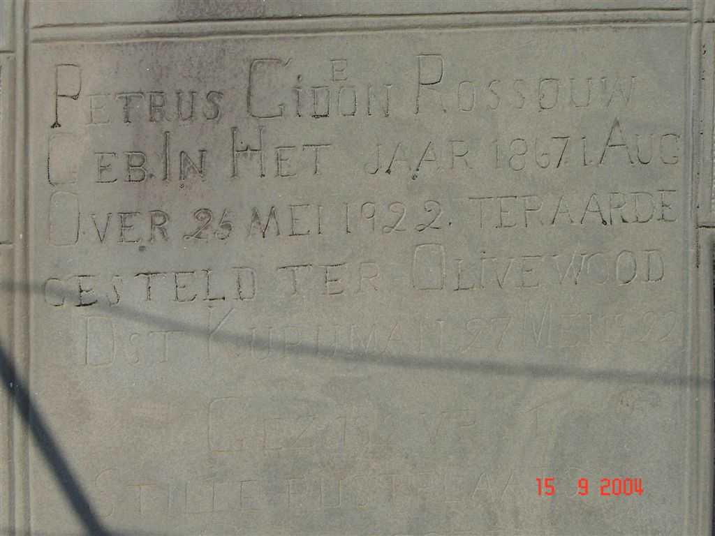 ROSSOUW Petrus Gideon 1867-1922