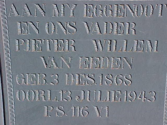 EEDEN Pieter Willem, van 1868-1943