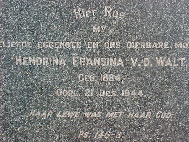 WALT Hendrina Fransina, van der 1884-1944