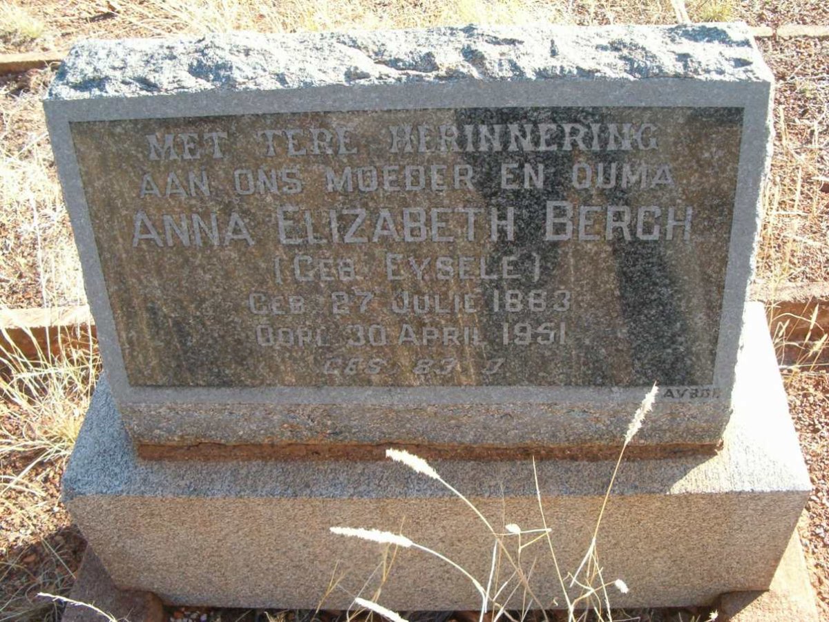 BERGH Anna Elizabeth nee EYSELE 1883-1951
