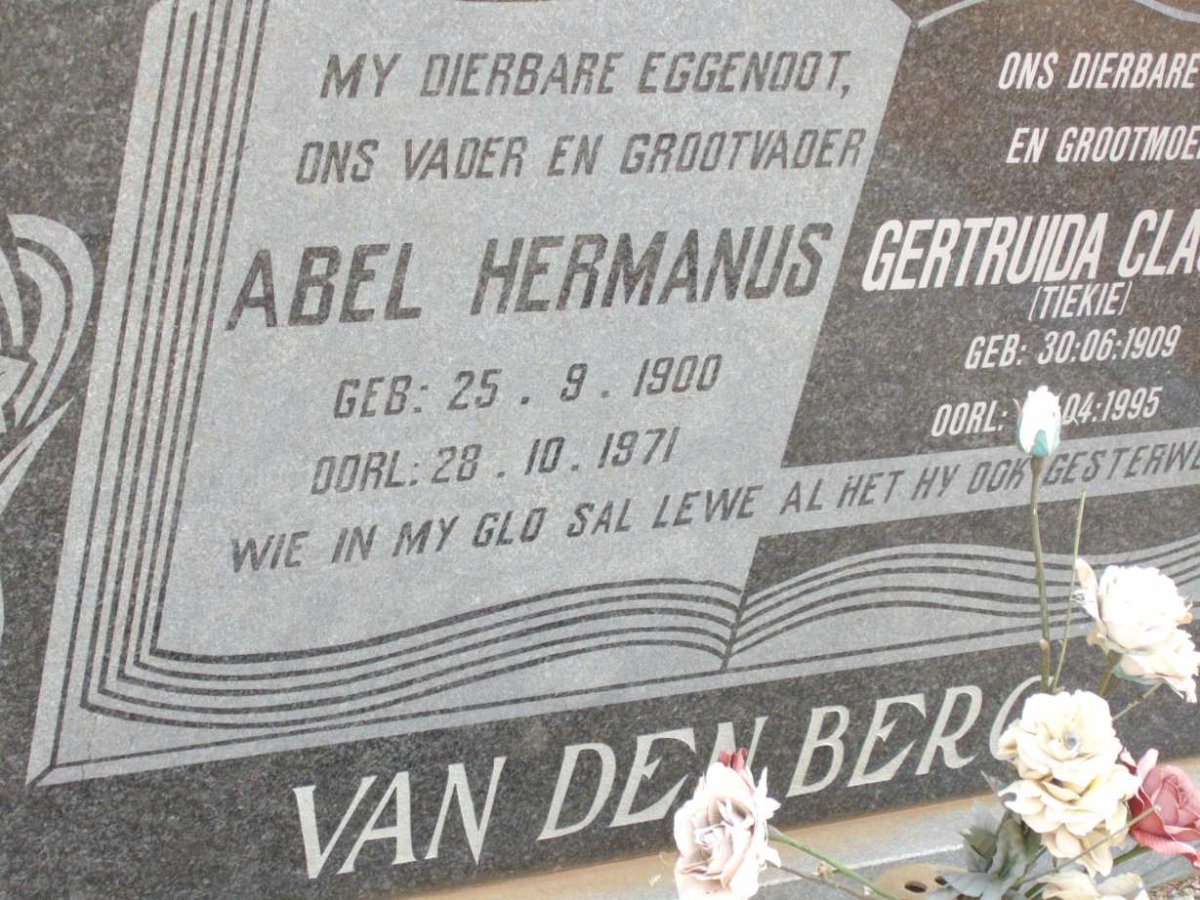 BERG Abel Hermanus, van den 1900-1971 &amp; Gertruida Classina 1909-1995