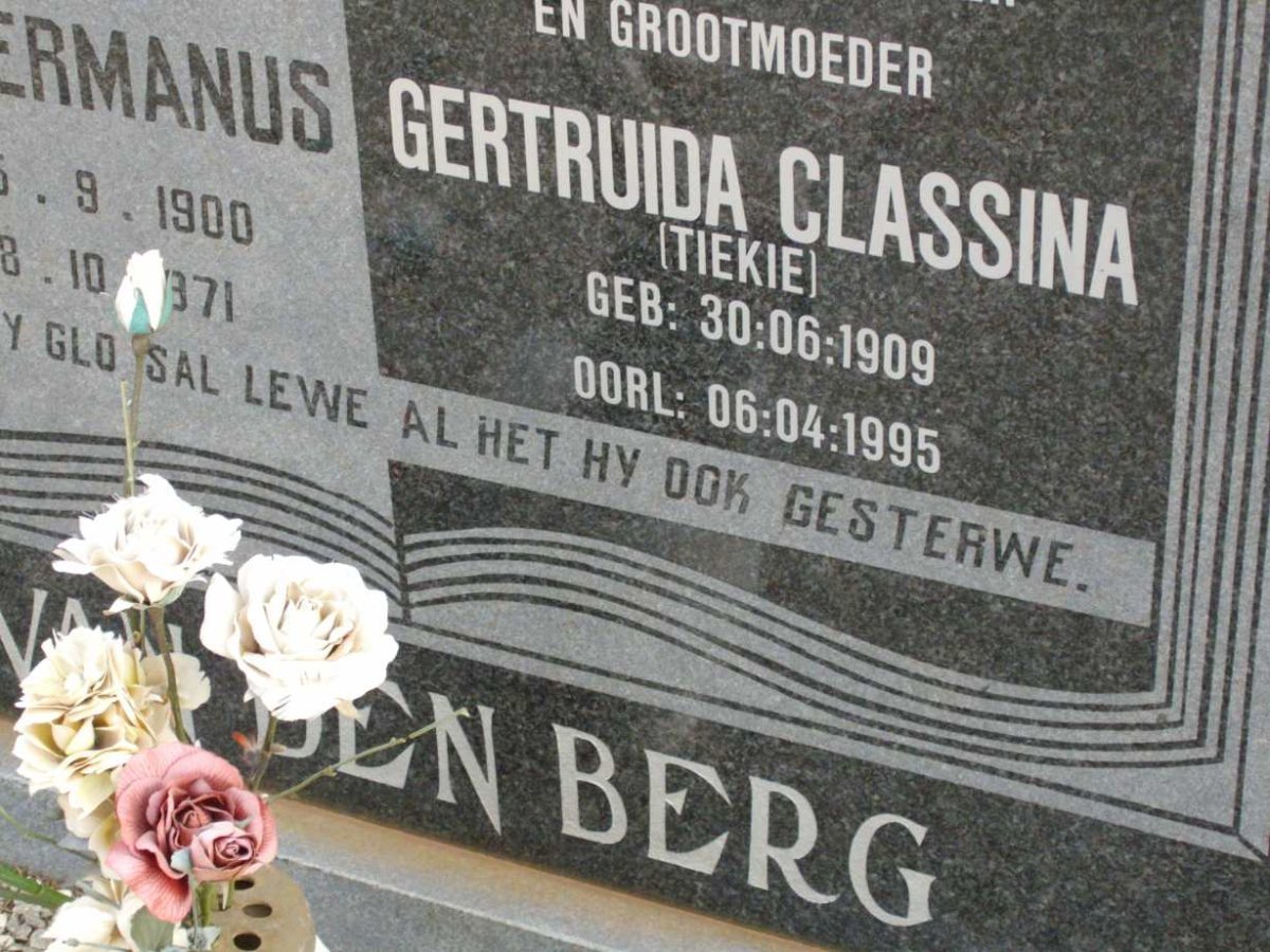 BERG Abel Hermanus, van den 1900-1971 &amp; Gertruida Classina 1909-1995