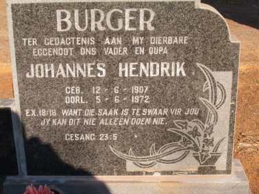 BURGER Johannes Hendrik 1907-1972