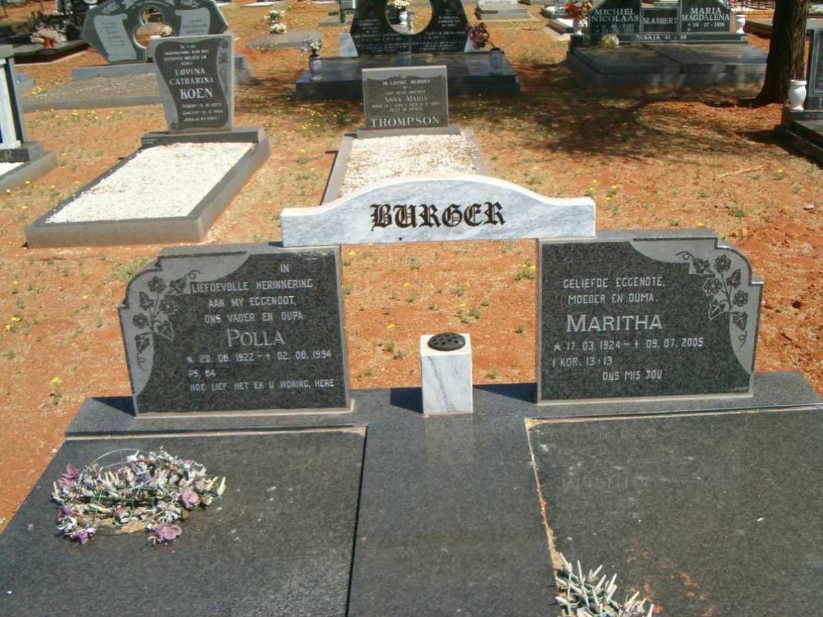 BURGER Polla 1922-1994 &amp; Maritha 1924-2005