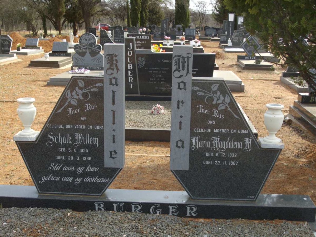 BURGER Schalk Willem 1925-1986 &amp; Maria Magdalena M. 1932-1987