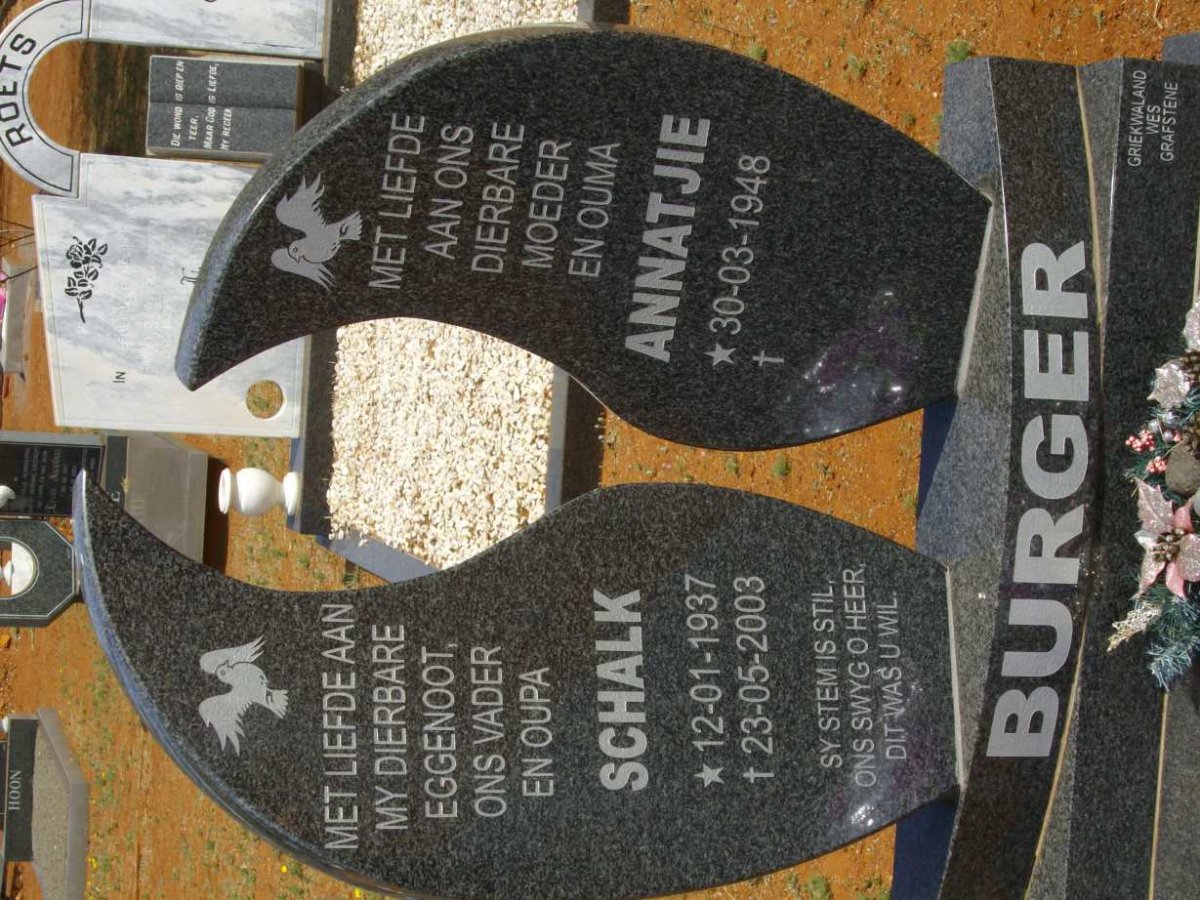 BURGER Schalk 1937-2003 &amp; Annetjie 1948-
