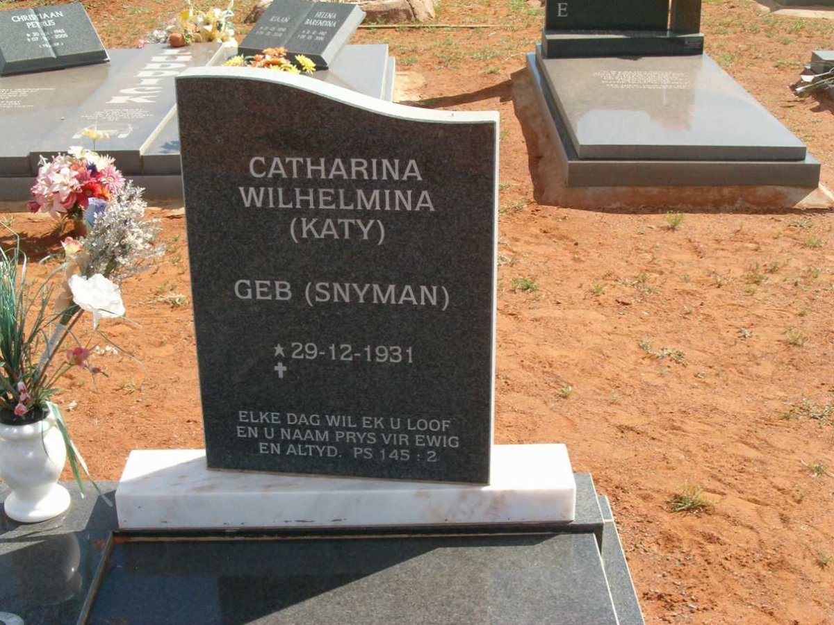 BURGER Catharina Wilhelmina nee SNYMAN 1931-