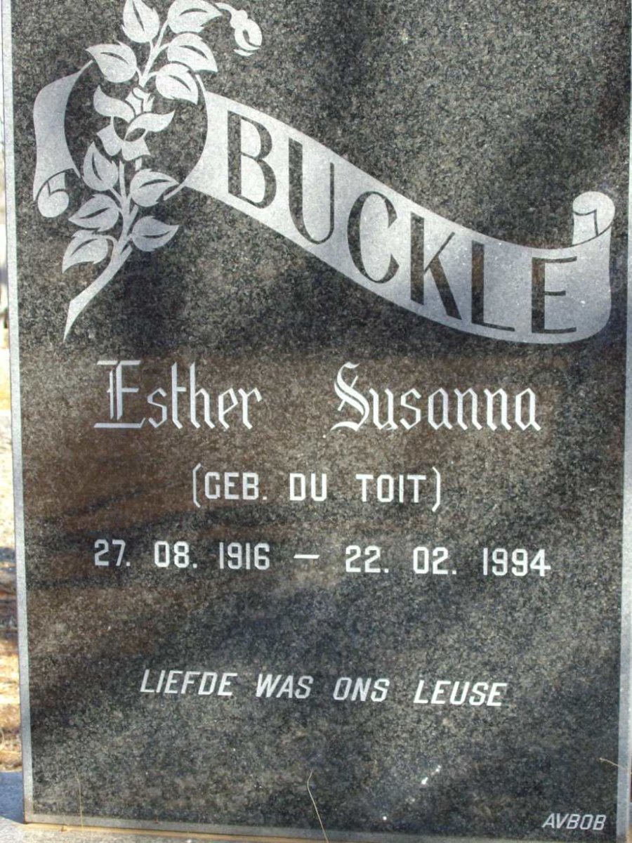 BUCKLE Esther Susanna nee DU TOIT 1916-1994