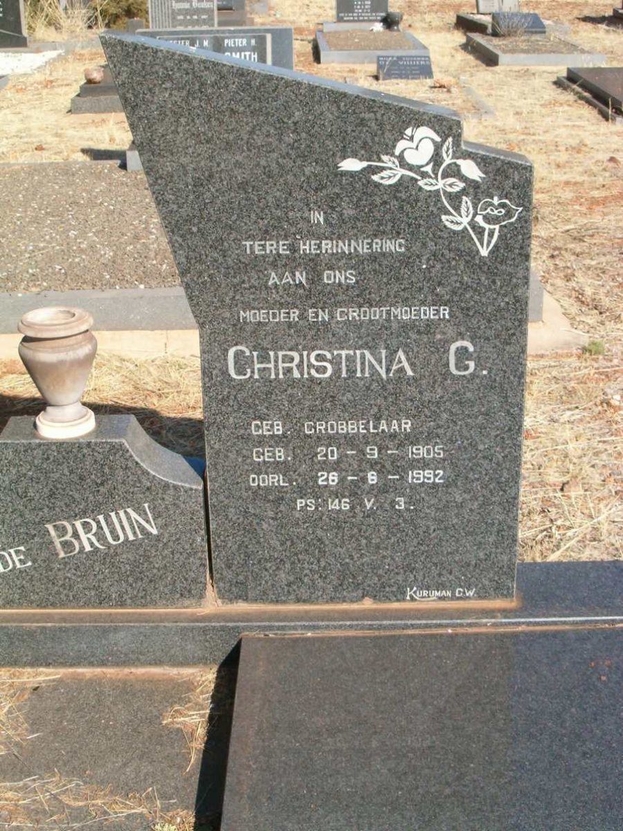 BRUIN Christina G., de nee GROBBELAAR 1905-1992