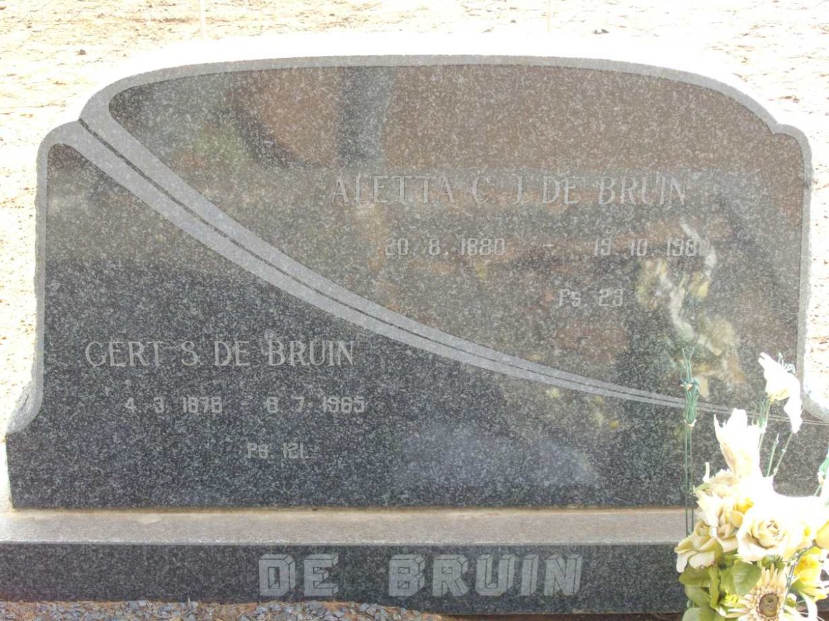 BRUIN Gert S., de 1876-1965 &amp; Aletta C.J. 1880-1980
