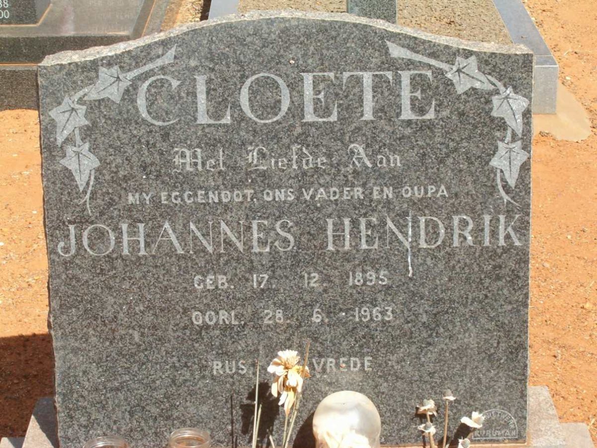 CLOETE Johannes Hendrik 1895-1963