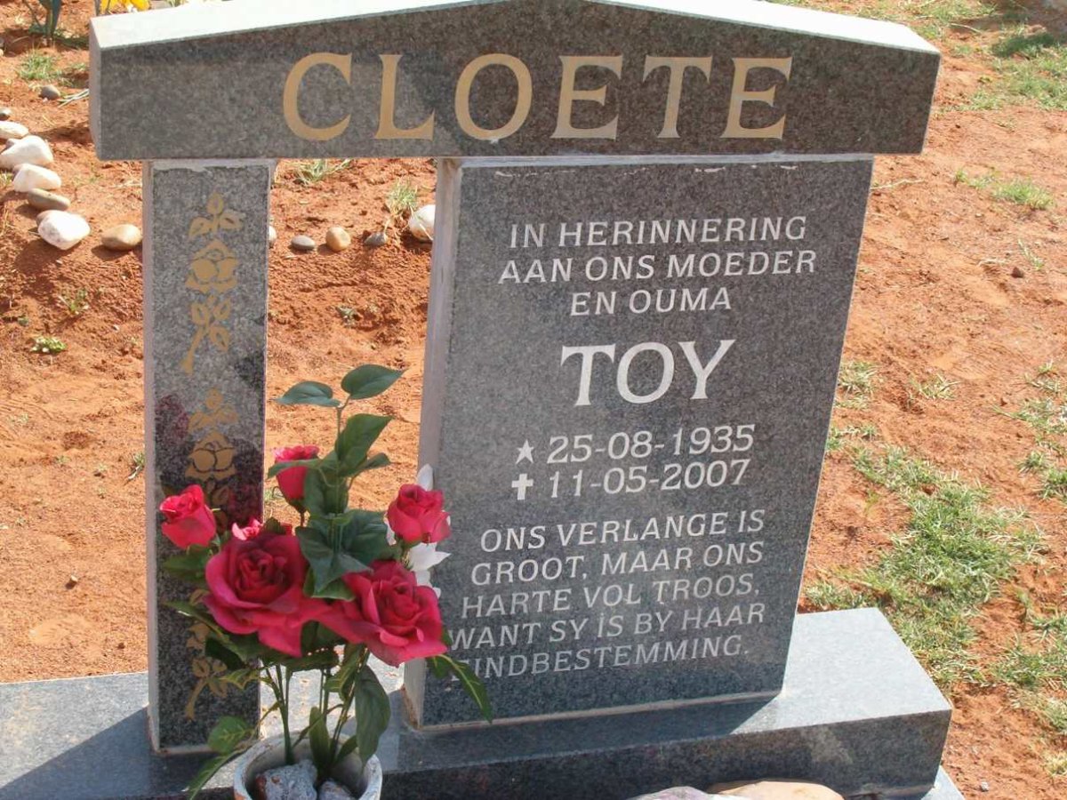 CLOETE Toy 1935-2007