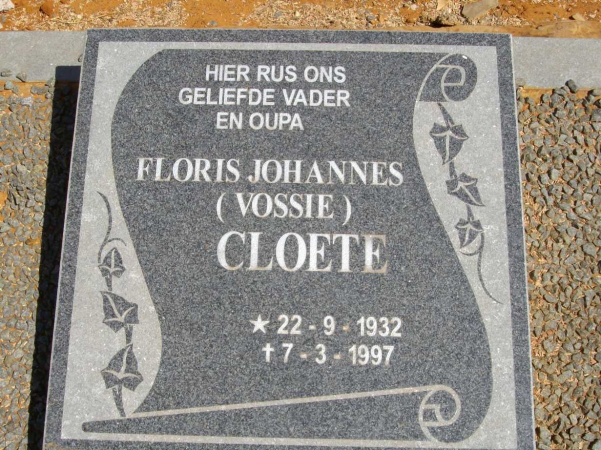 CLOETE Floris Johannes 1932-1997