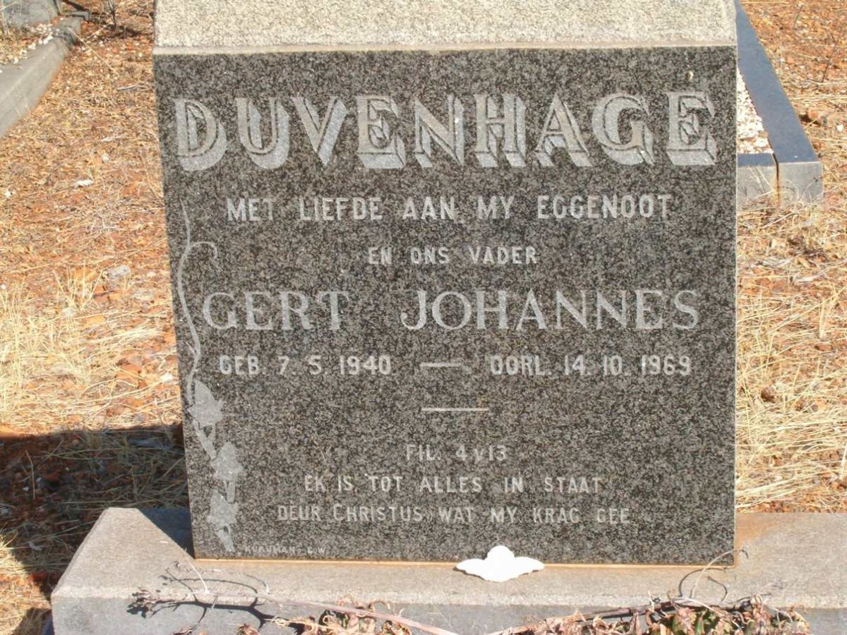 DUVENHAGE Gert Johannes 1940-1969