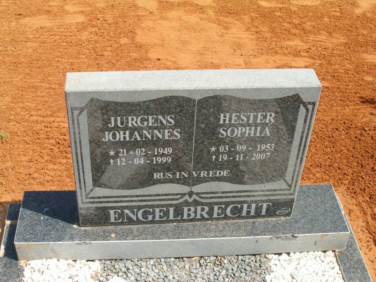 ENGELBRECHT Jurgens Johannes 1949-1999 &amp; Hester Sophia 1953-2007