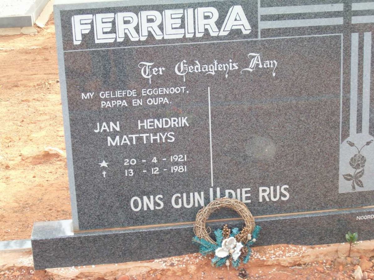 FERREIRA Jan Hendrik Matthys 1921-1981