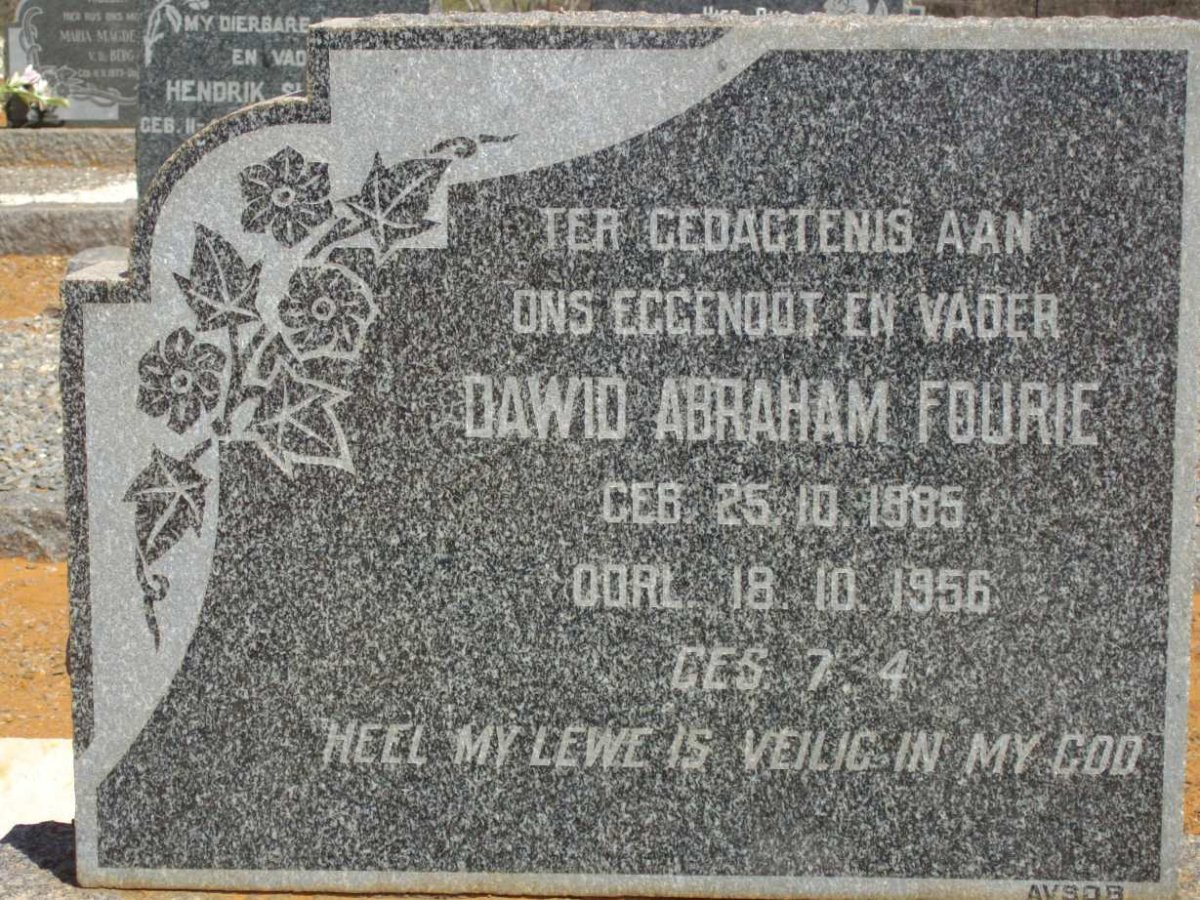 FOURIE Dawid Abraham 1885-1956