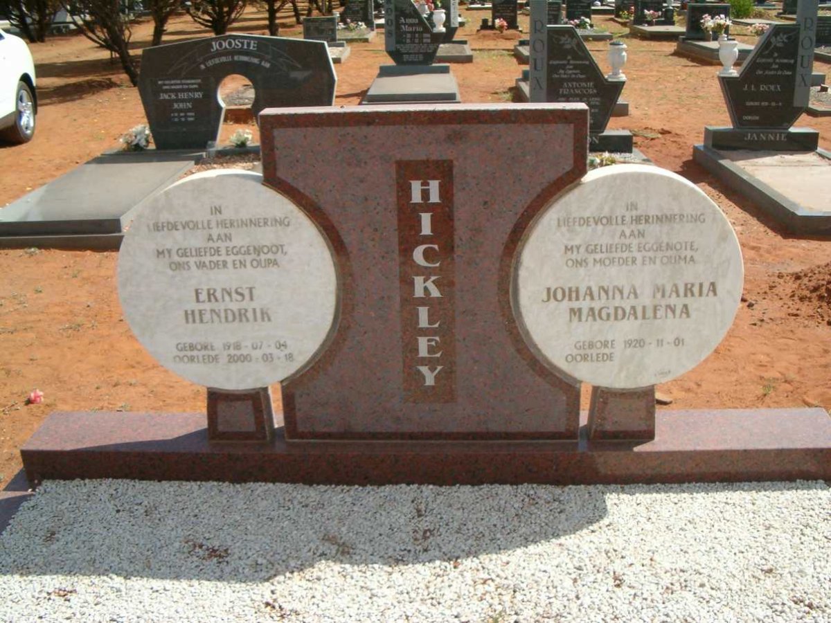 HICKLEY Ernst Hendrik 1918-2000 &amp; Johanna Maria Magdalena 1920-
