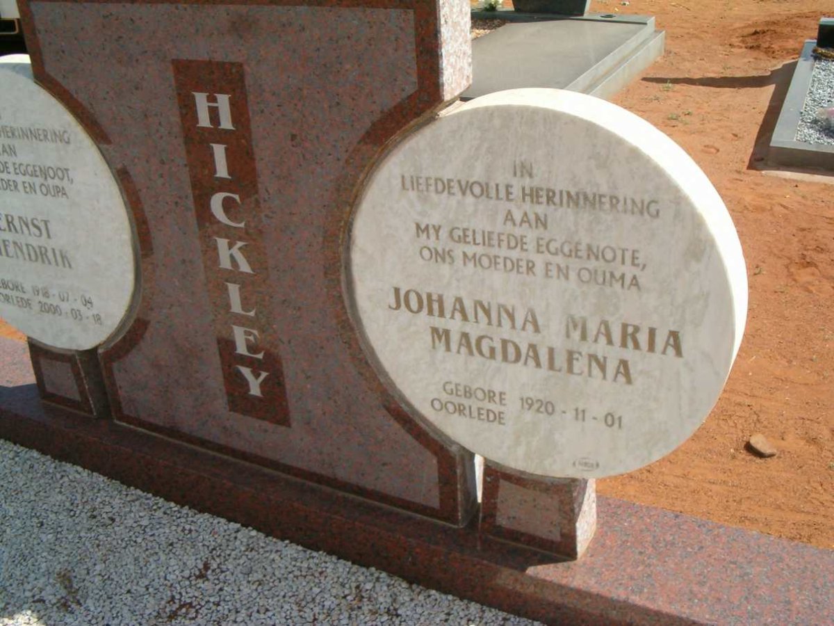 HICKLEY Johanna Maria Magdalena 1920-