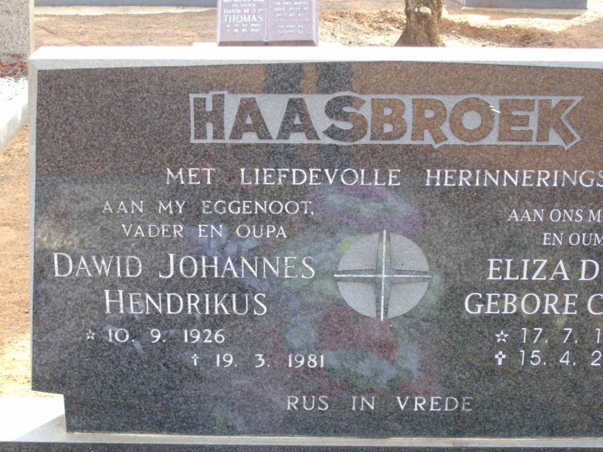 HAASBROEK Dawid Johannes Hendrikus 1926-1981