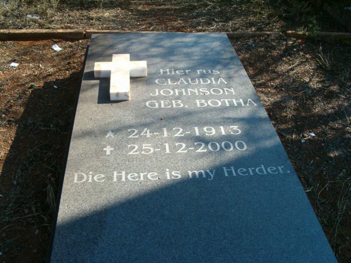JOHNSON Claudia nee BOTHA 1913-2000