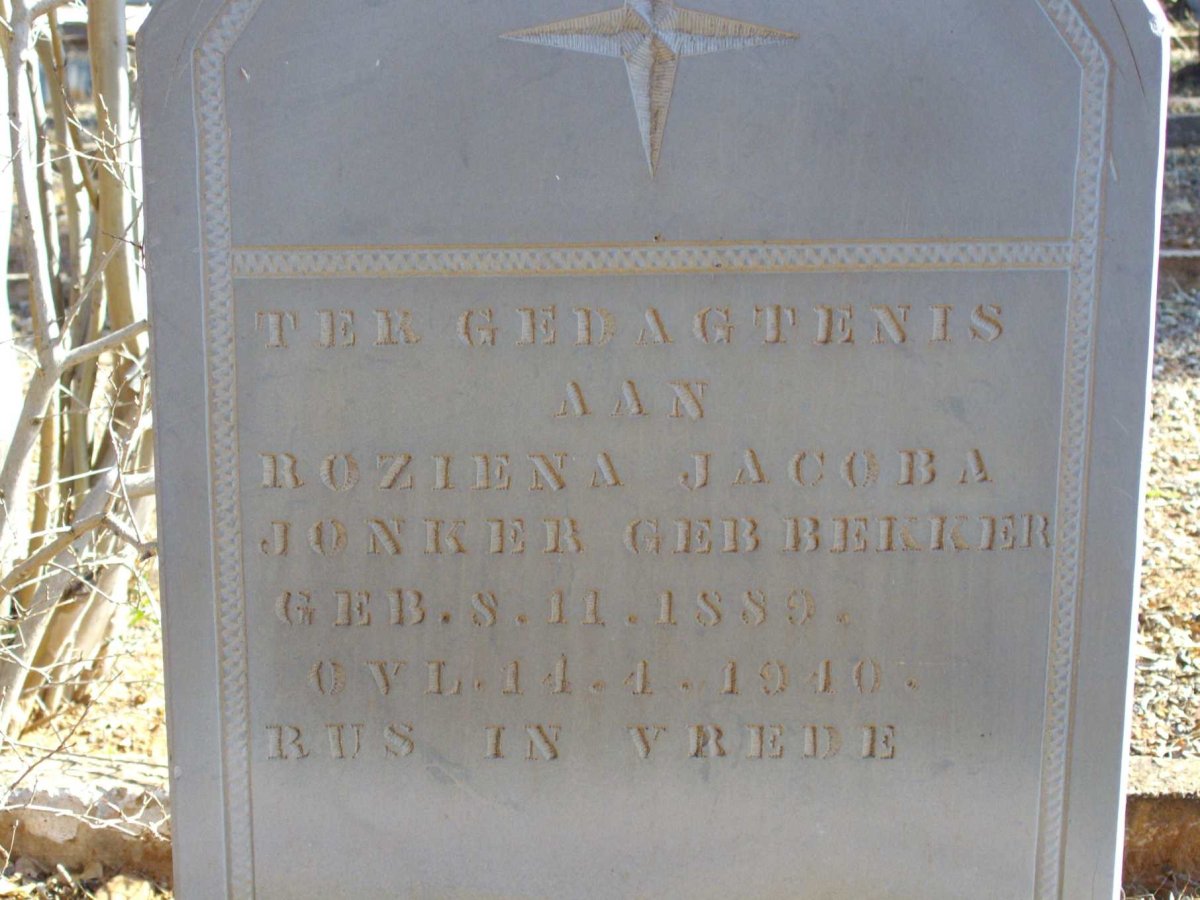 JONKER Roziena Jacoba nee BEKKER 1889-1940