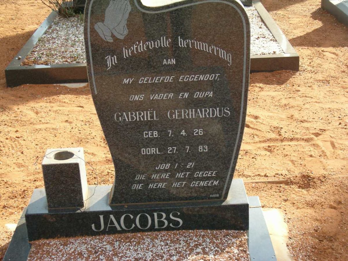 JACOBS Gabriel Gerhardus 1926-1983