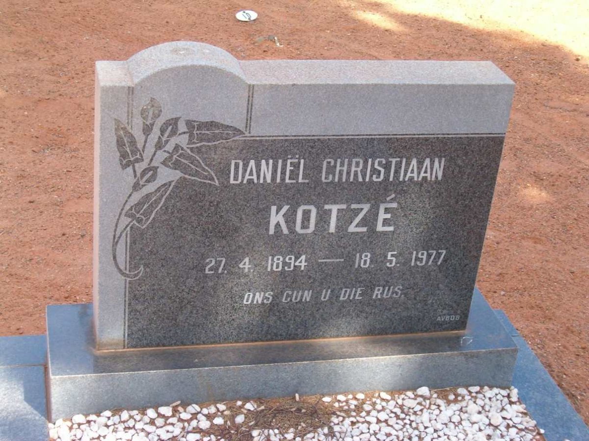 KOTZÉ Daniël Christiaan 1894-1977