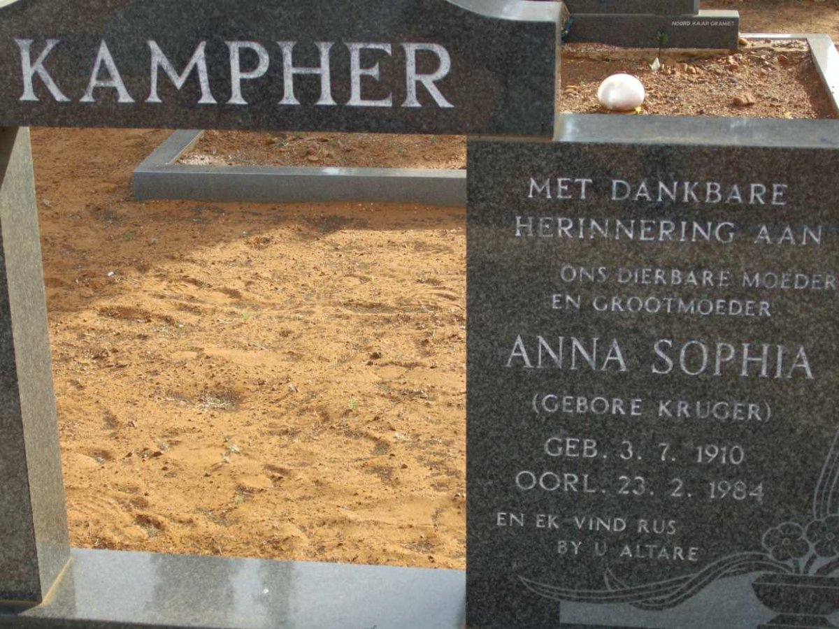 KAMPHER Anna Sophia nee KRUGER 1910-1984