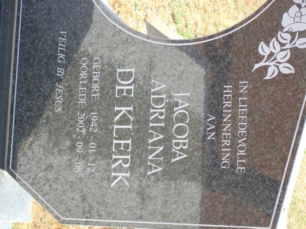 KLERK Jacoba Adriana, de 1942-2002