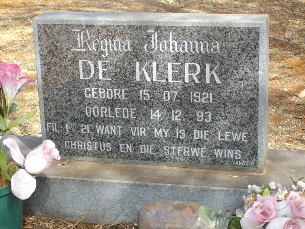 KLERK Regina Johanna, de 1921-1993
