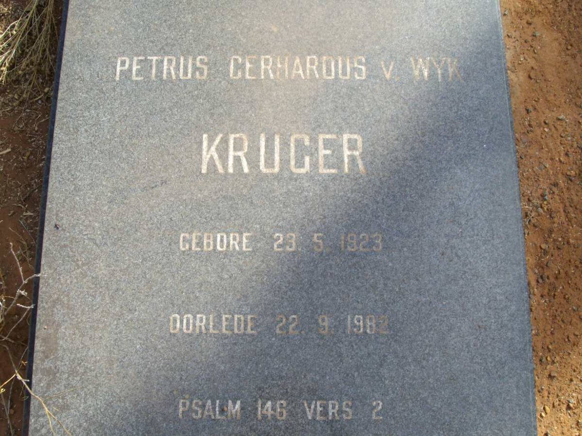 KRUGER Petrus Gerhardus v Wyk 1923-1982