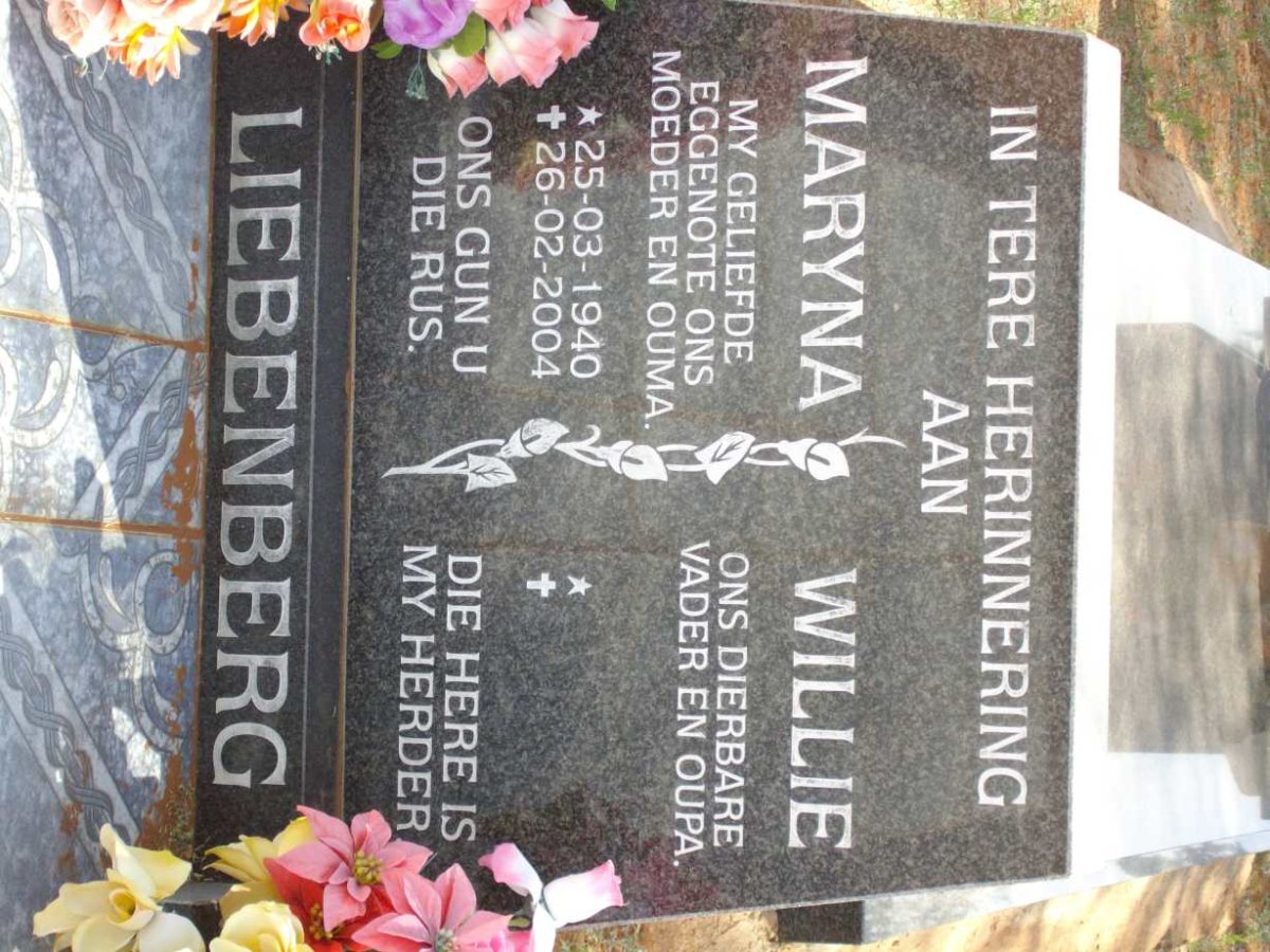 LIEBENBERG Willie &amp; Maryna 1940-2004