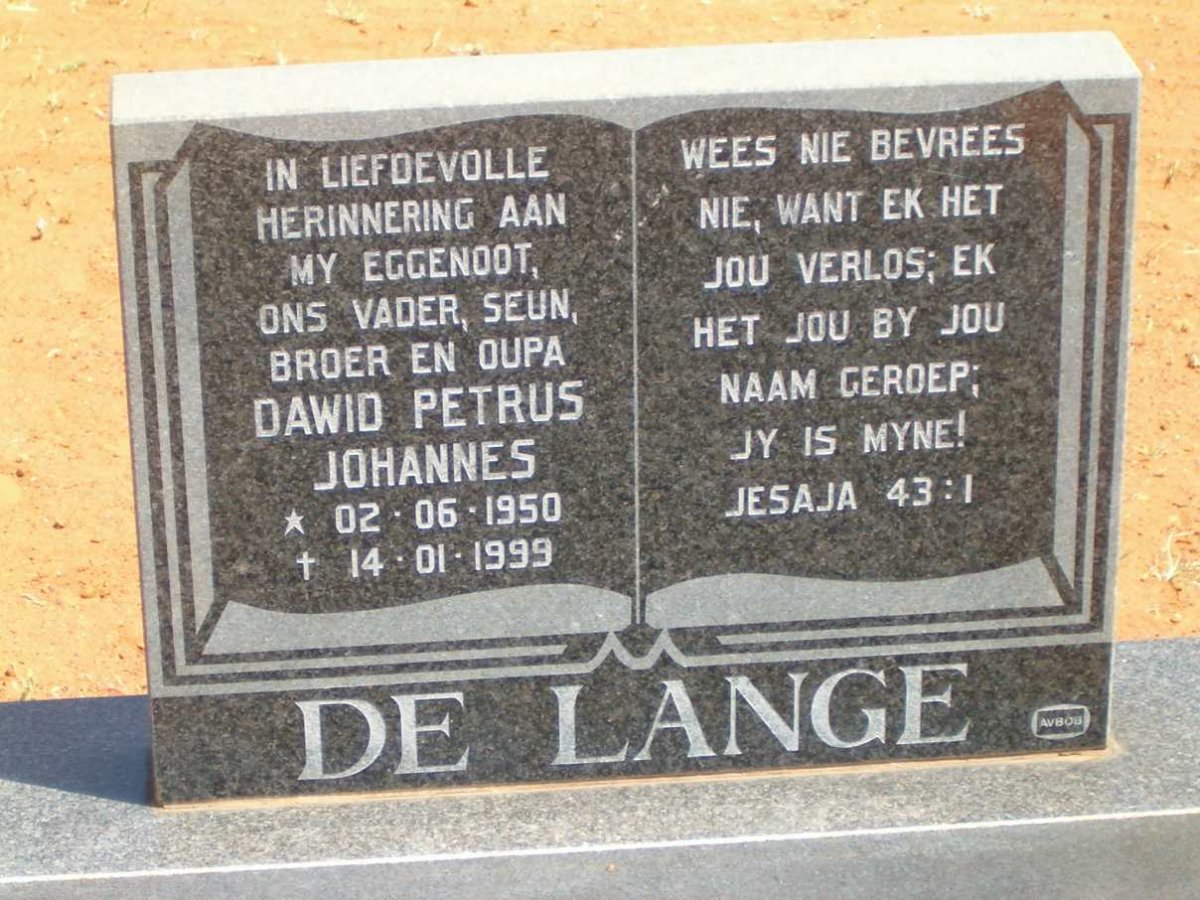 LANGE Dawid Petrus Johannes, de 1950-1999