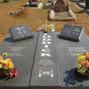 LUDDICK Christiaan Petrus 1965-2005  :: LUDDICK Helena Barendina 1962-2006 :: LUDDICK Riaan 1990-2006