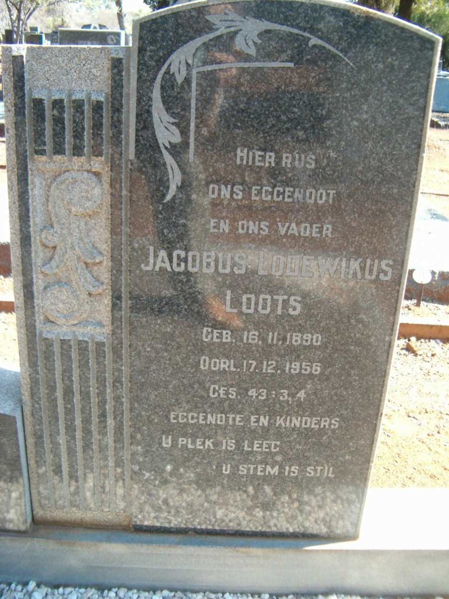 LOOTS Jacobus Lodewikus 1890-1956