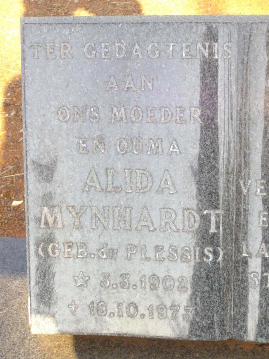 MYNHARDT Alida nee DU PLESSIS 1902-1973