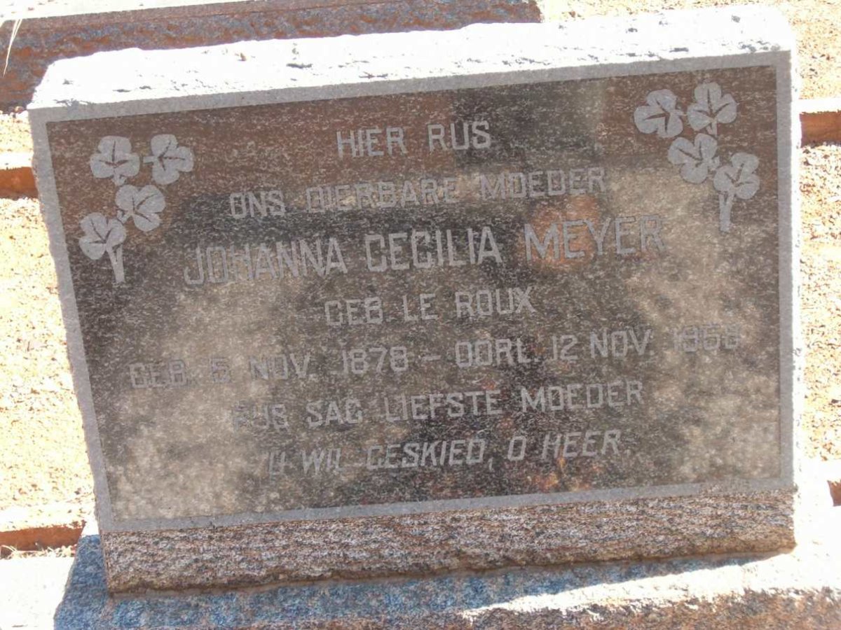MEYER Johanna Cecilia nee LE ROUX 1878-1958