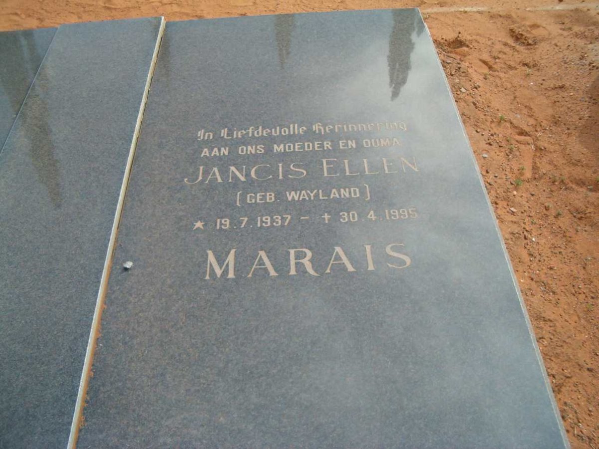 MARAIS Jancis Ellen nee WAYLAND 1937-1995